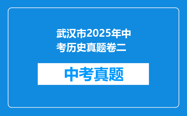 武汉市2025年中考历史真题卷二