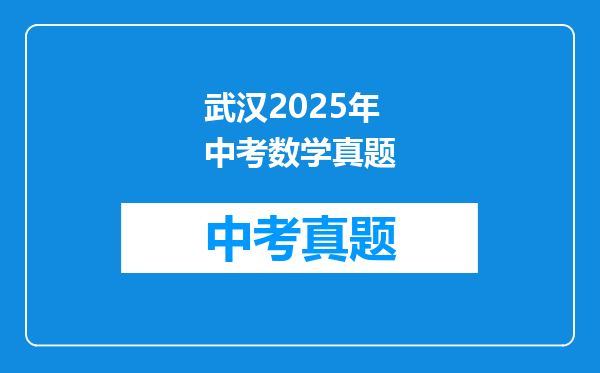 武汉2025年中考数学真题