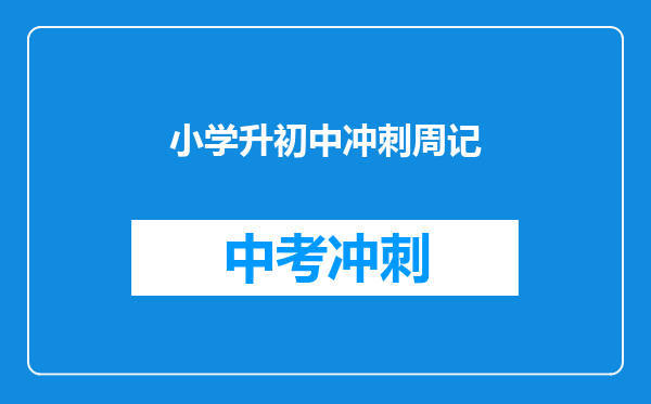 小学升初中冲刺周记
