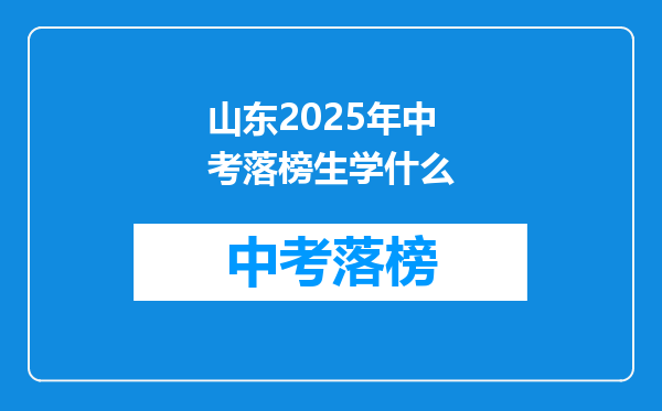 山东2025年中考落榜生学什么