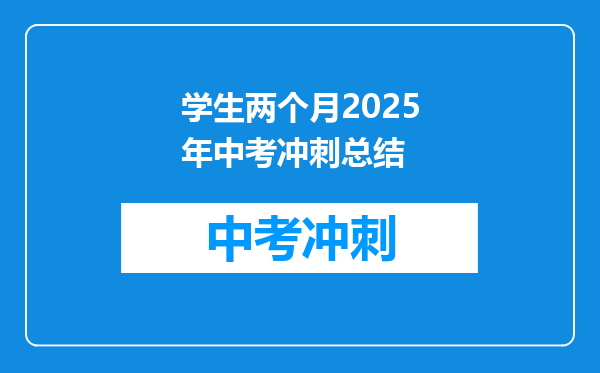 学生两个月2025年中考冲刺总结