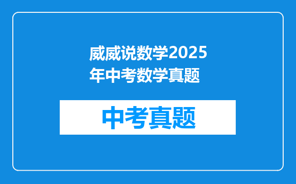 威威说数学2025年中考数学真题