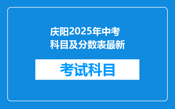 庆阳2025年中考科目及分数表最新