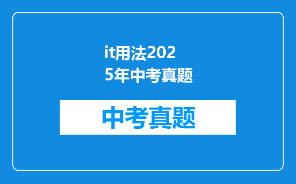 it用法2025年中考真题
