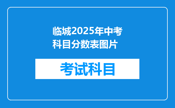 临城2025年中考科目分数表图片