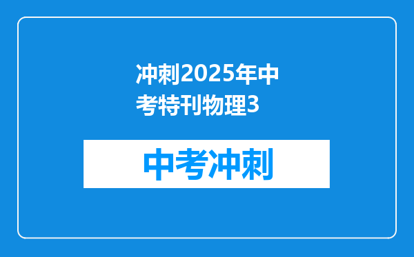 冲刺2025年中考特刊物理3