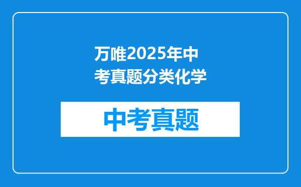万唯2025年中考真题分类化学