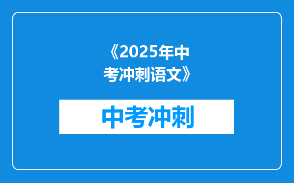 《2025年中考冲刺语文》