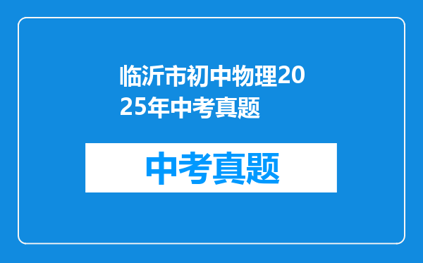 临沂市初中物理2025年中考真题