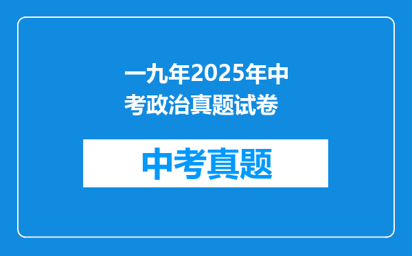 一九年2025年中考政治真题试卷