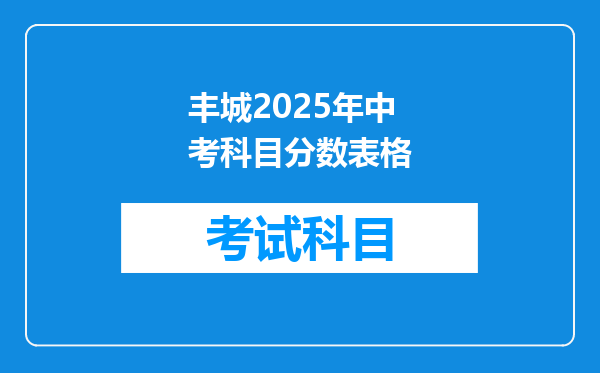 丰城2025年中考科目分数表格