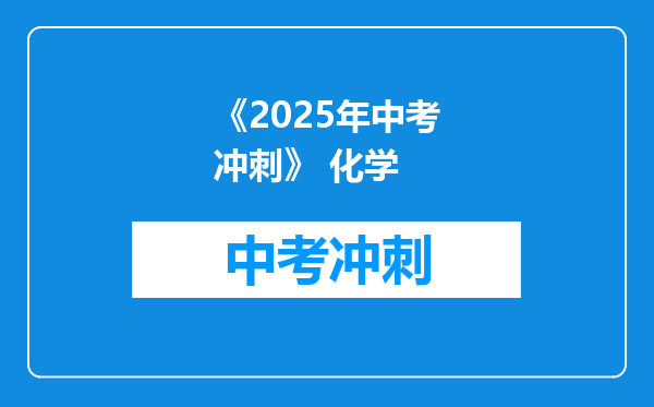 《2025年中考冲刺》 化学