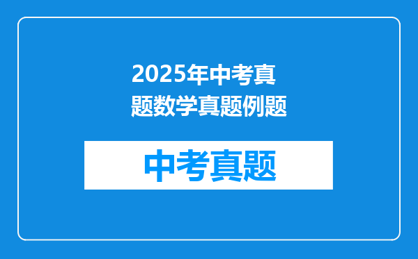 2025年中考真题数学真题例题