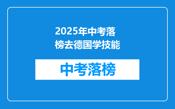 2025年中考落榜去德国学技能