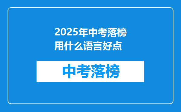 2025年中考落榜用什么语言好点