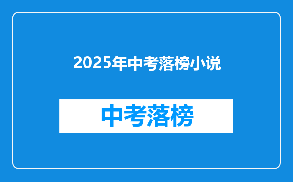 2025年中考落榜小说