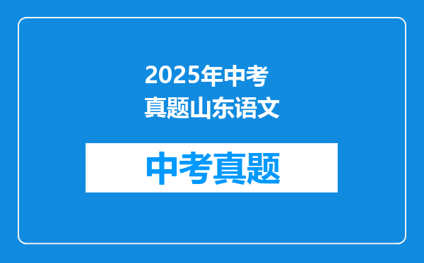 2025年中考真题山东语文