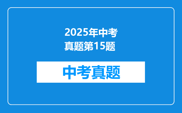 2025年中考真题第15题