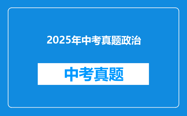 2025年中考真题政治