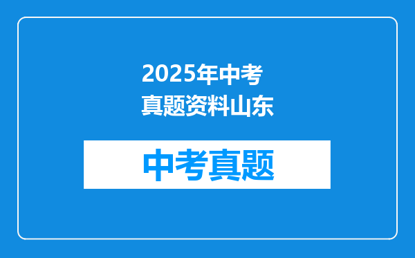 2025年中考真题资料山东