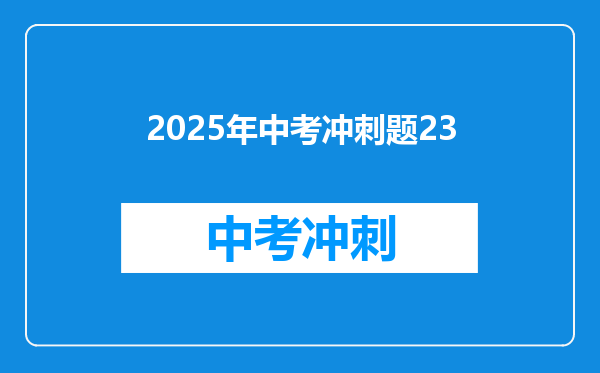 2025年中考冲刺题23