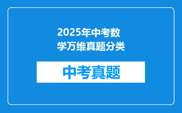 2025年中考数学万维真题分类