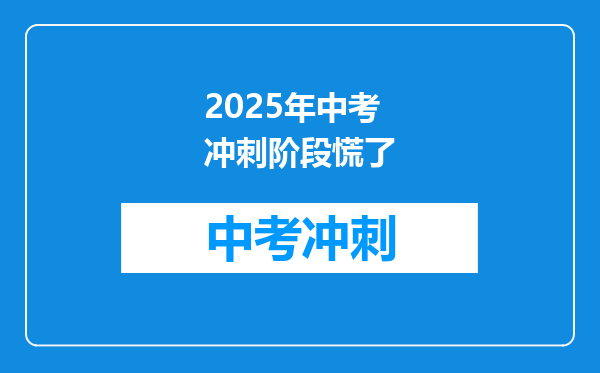 2025年中考冲刺阶段慌了
