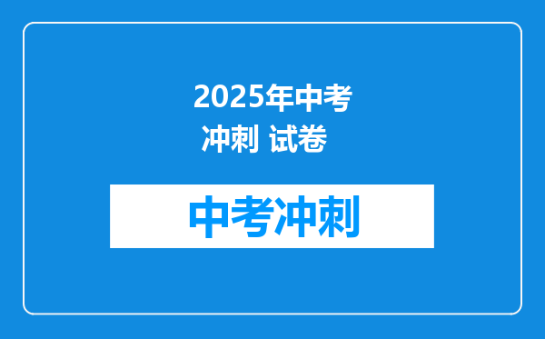 2025年中考 冲刺 试卷