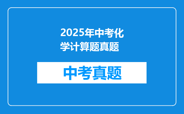 2025年中考化学计算题真题