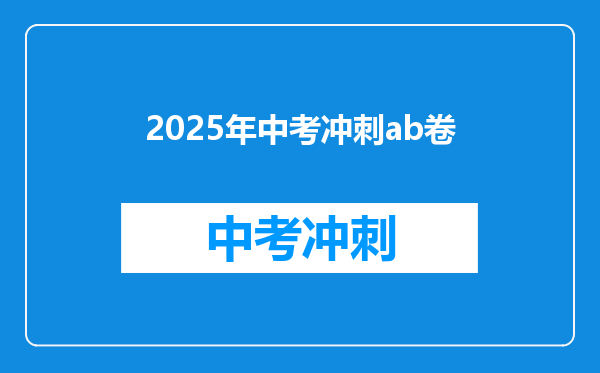 2025年中考冲刺ab卷