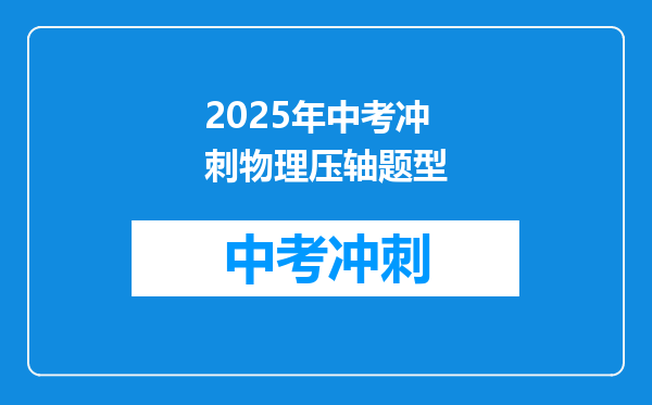 2025年中考冲刺物理压轴题型