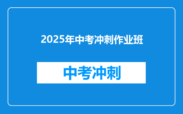 2025年中考冲刺作业班