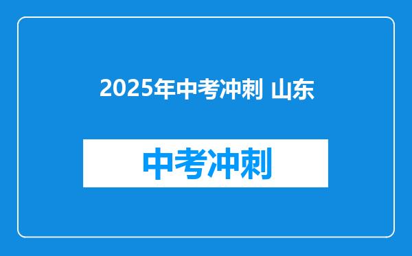2025年中考冲刺 山东