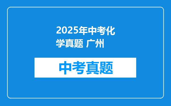 2025年中考化学真题 广州