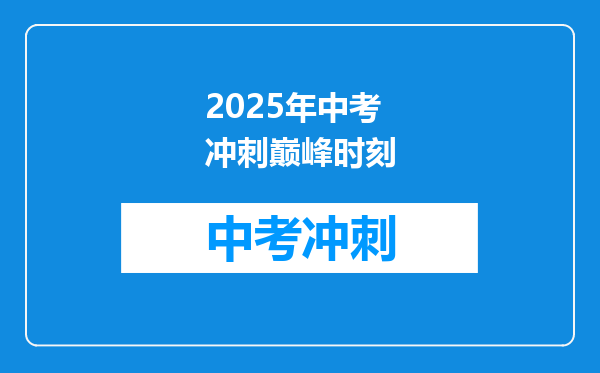 2025年中考冲刺巅峰时刻