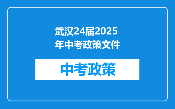 武汉24届2025年中考政策文件