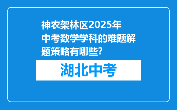 神农架林区2025年中考数学学科的难题解题策略有哪些？