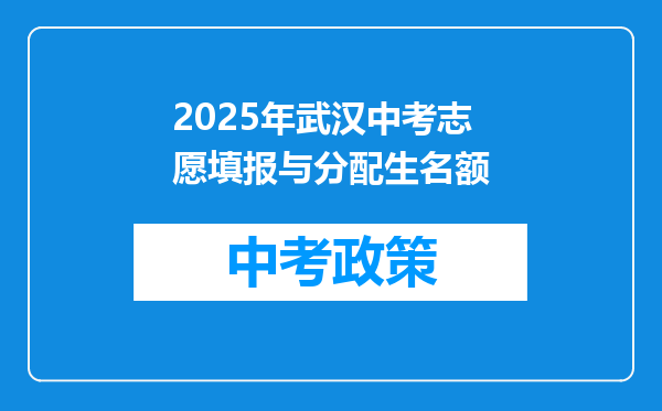 2025年武汉中考志愿填报与分配生名额