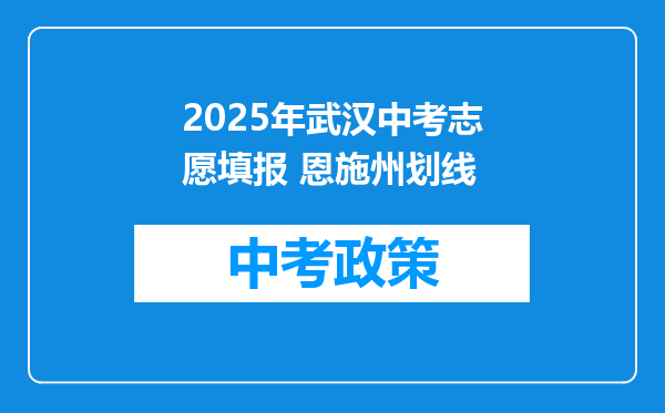 2025年武汉中考志愿填报 恩施州划线