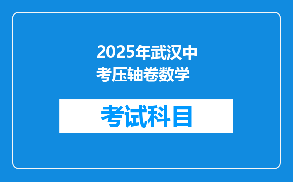 2025年武汉中考压轴卷数学