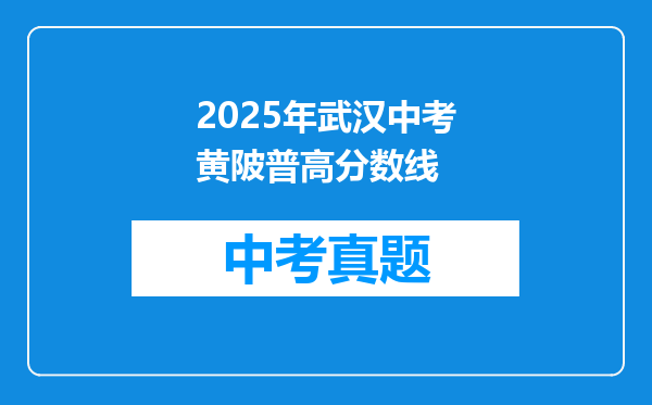 2025年武汉中考黄陂普高分数线