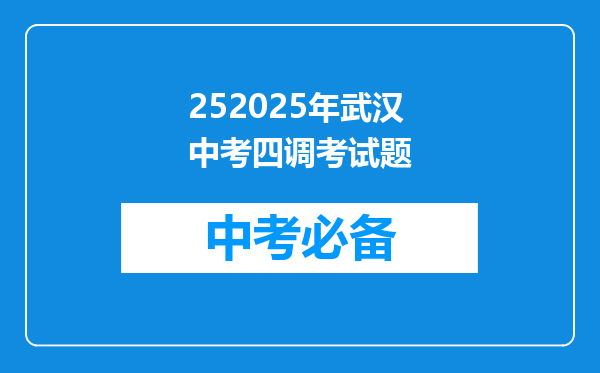 252025年武汉中考四调考试题