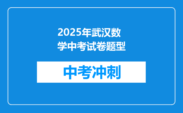 2025年武汉数学中考试卷题型