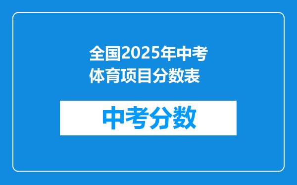 全国2025年中考体育项目分数表