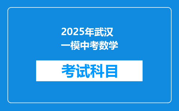2025年武汉一模中考数学