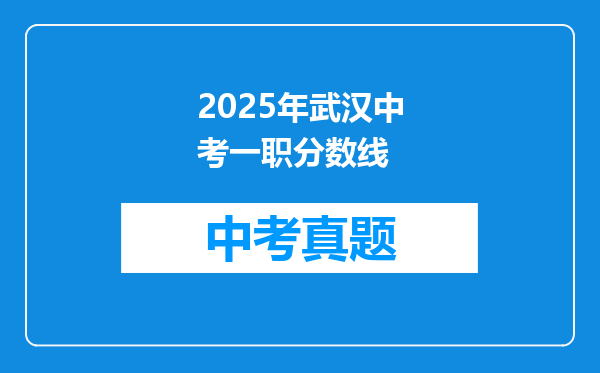 2025年武汉中考一职分数线