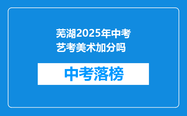 芜湖2025年中考艺考美术加分吗