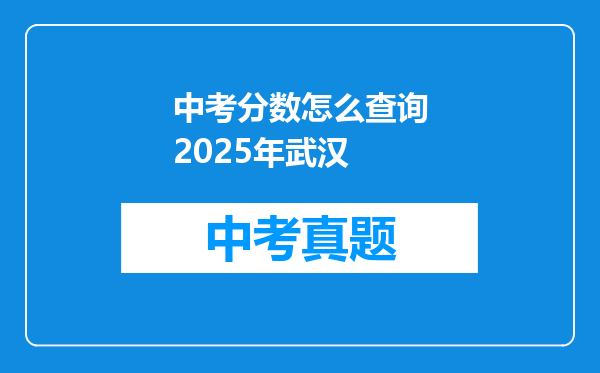 中考分数怎么查询2025年武汉