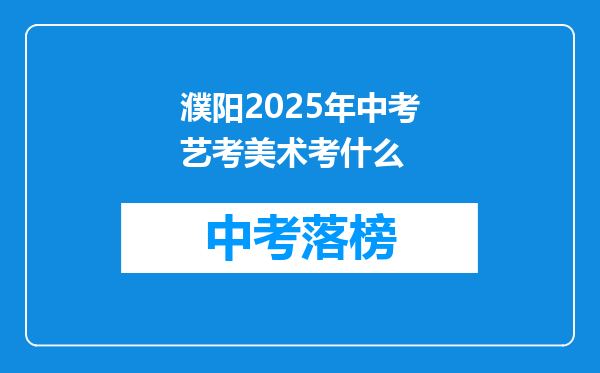 濮阳2025年中考艺考美术考什么