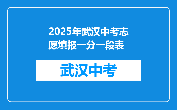 2025年武汉中考志愿填报一分一段表